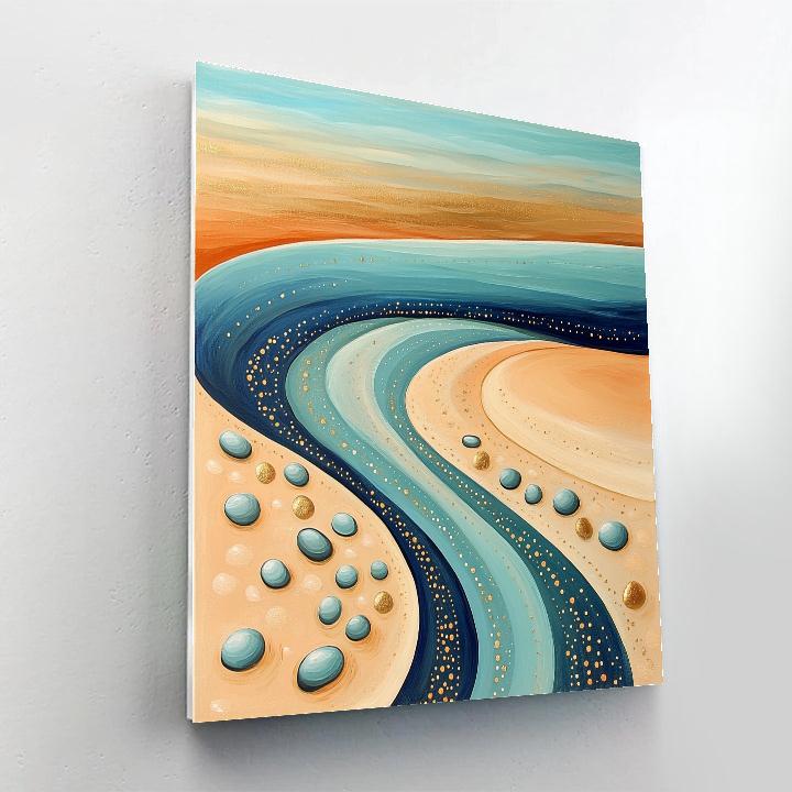 Gustav Klimt Inspired Ornamental Golden Tidal Lagoon Shore paint by number