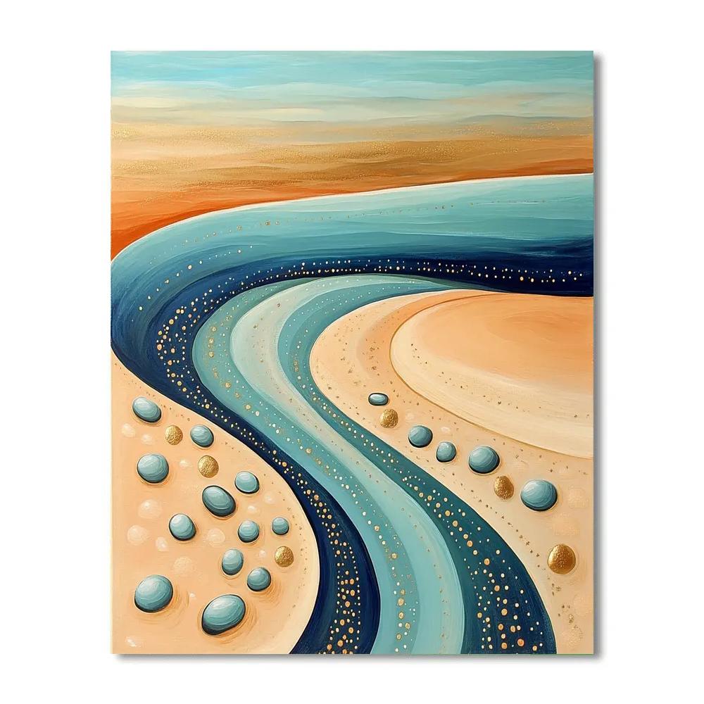 Gustav Klimt Inspired Ornamental Golden Tidal Lagoon Shore paint by number