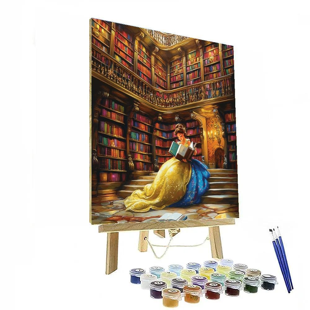 Belle’s Enchanted Castle Library Disney Inspired painting number kit