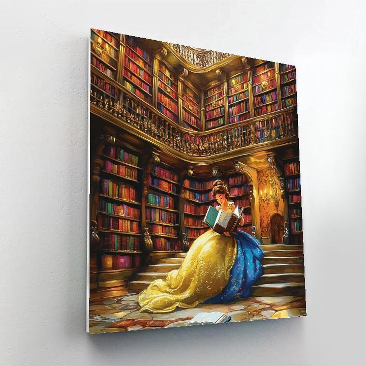 Belle’s Enchanted Castle Library Disney Inspired painting number kit