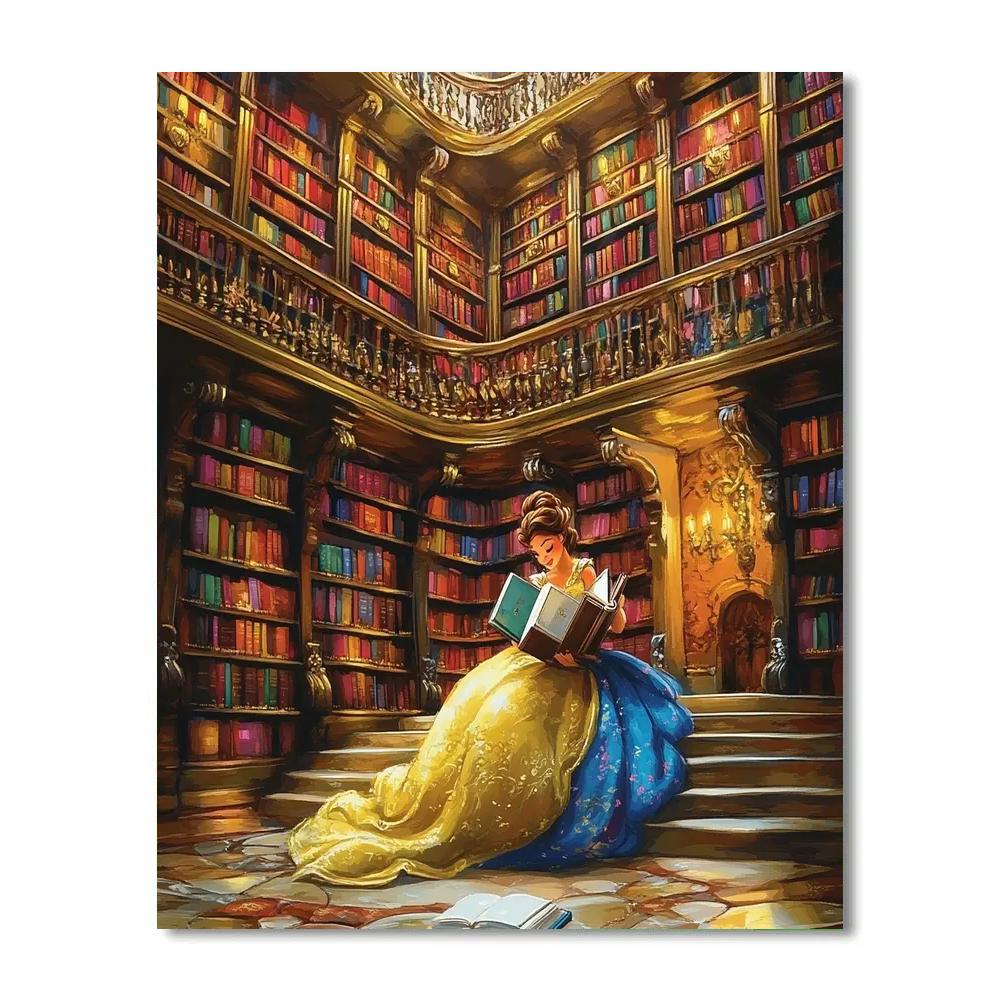 Belle’s Enchanted Castle Library Disney Inspired painting number kit