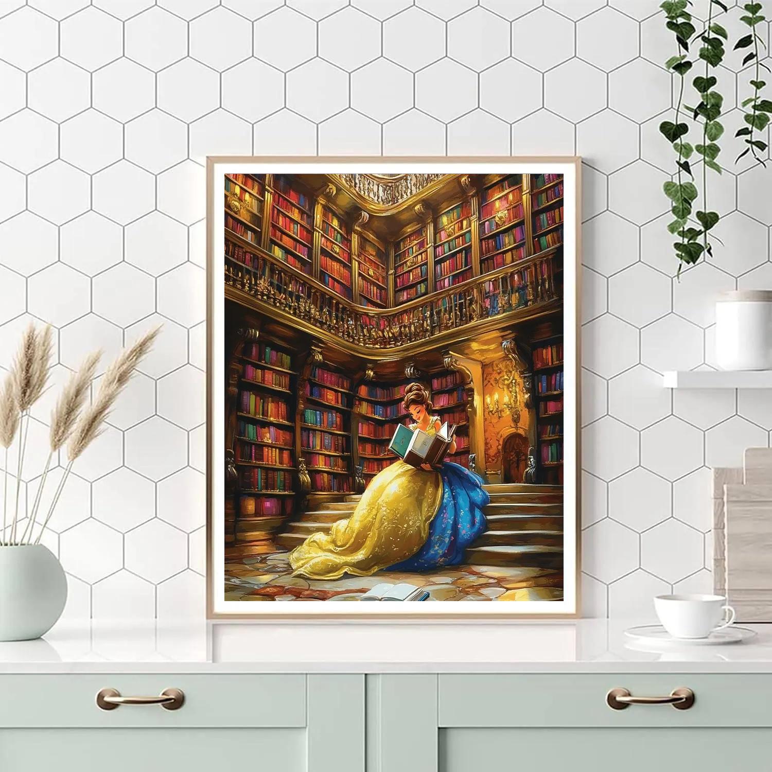 Belle’s Enchanted Castle Library Disney Inspired painting number kit