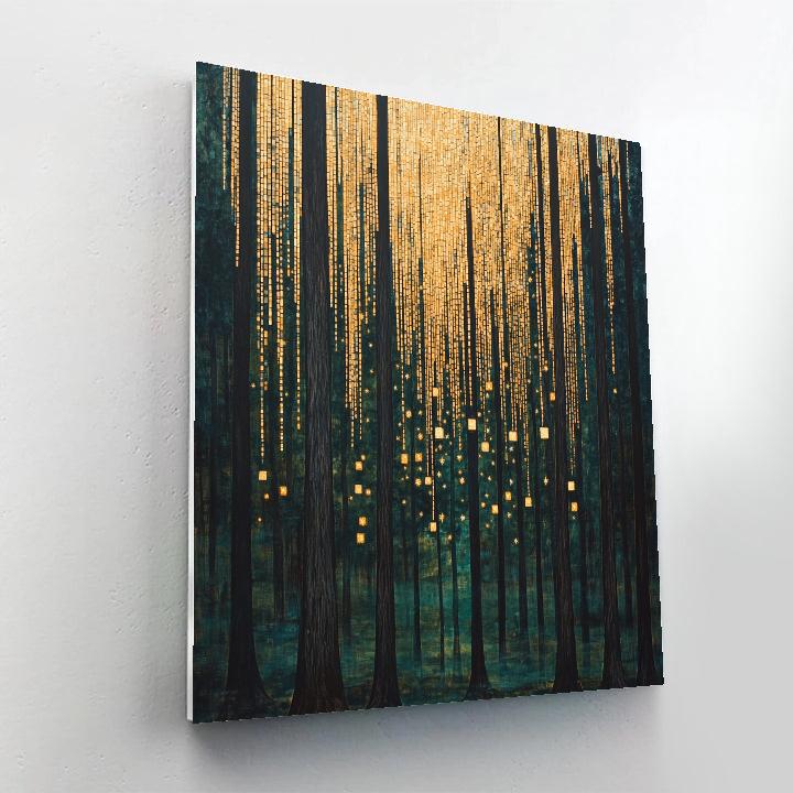 Gustav Klimt Inspired Golden Forest Star Curtain Number painting