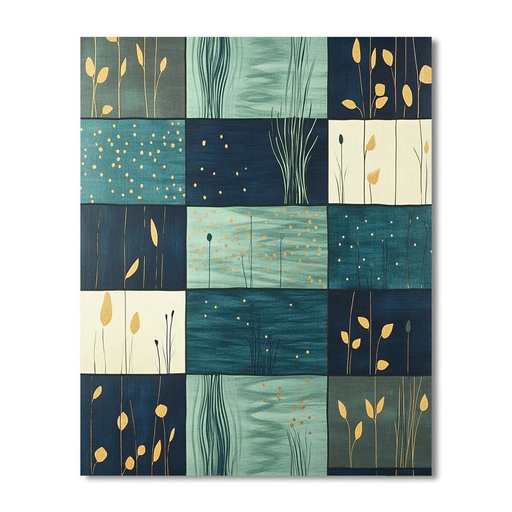 Gustav Klimt Inspired Ornamental Golden Marsh Grid paint by number