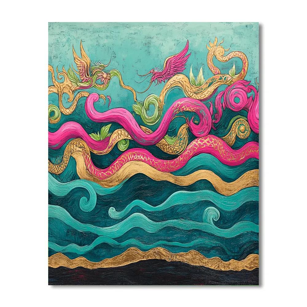 Frida Kahlo Inspired Ocean Of Braided Alebrije Tides Paint by numbers kits