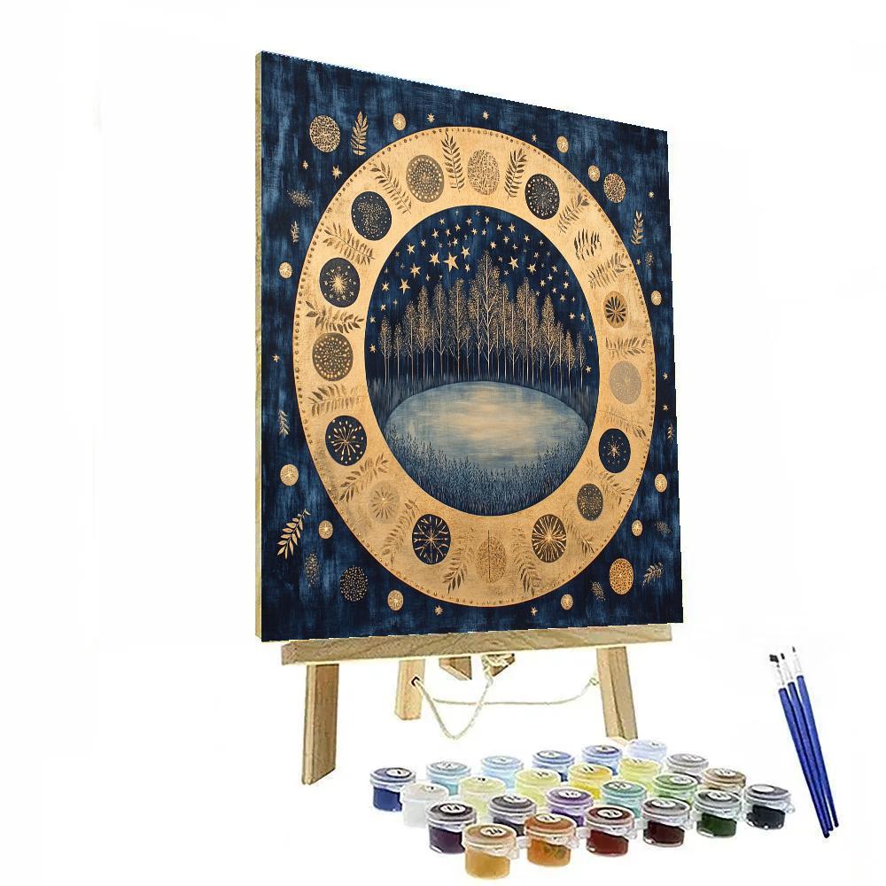 Gustav Klimt Inspired Celestial Golden Orchard Halo Paint by numbers kits