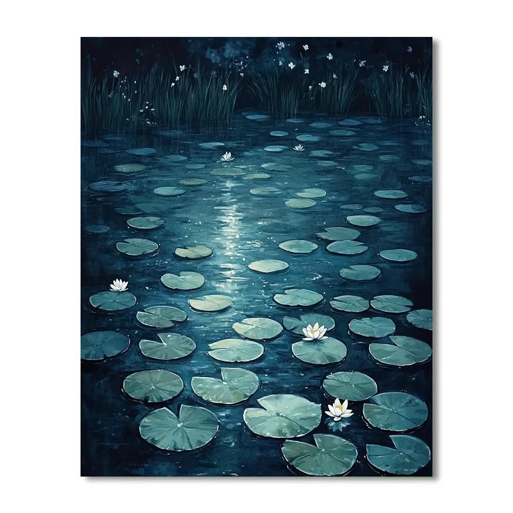 Claude Monet Inspired Silver Moonlight On Lily Carpet Paint by numbers kits