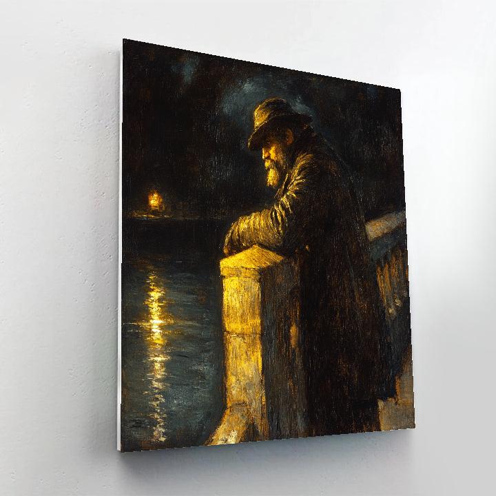 Rembrandt Inspired Nighttime Bridge Watch Number painting