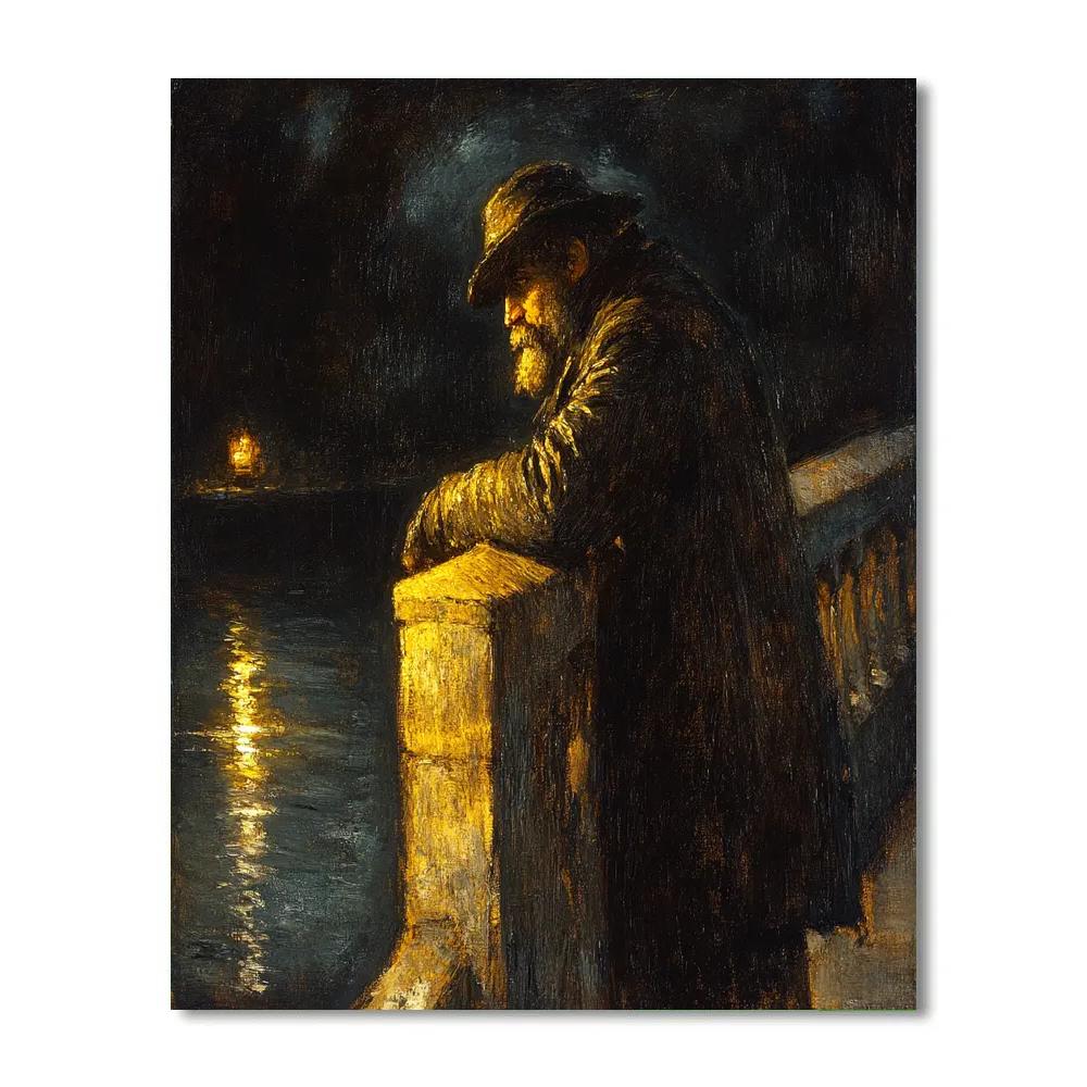 Rembrandt Inspired Nighttime Bridge Watch Number painting