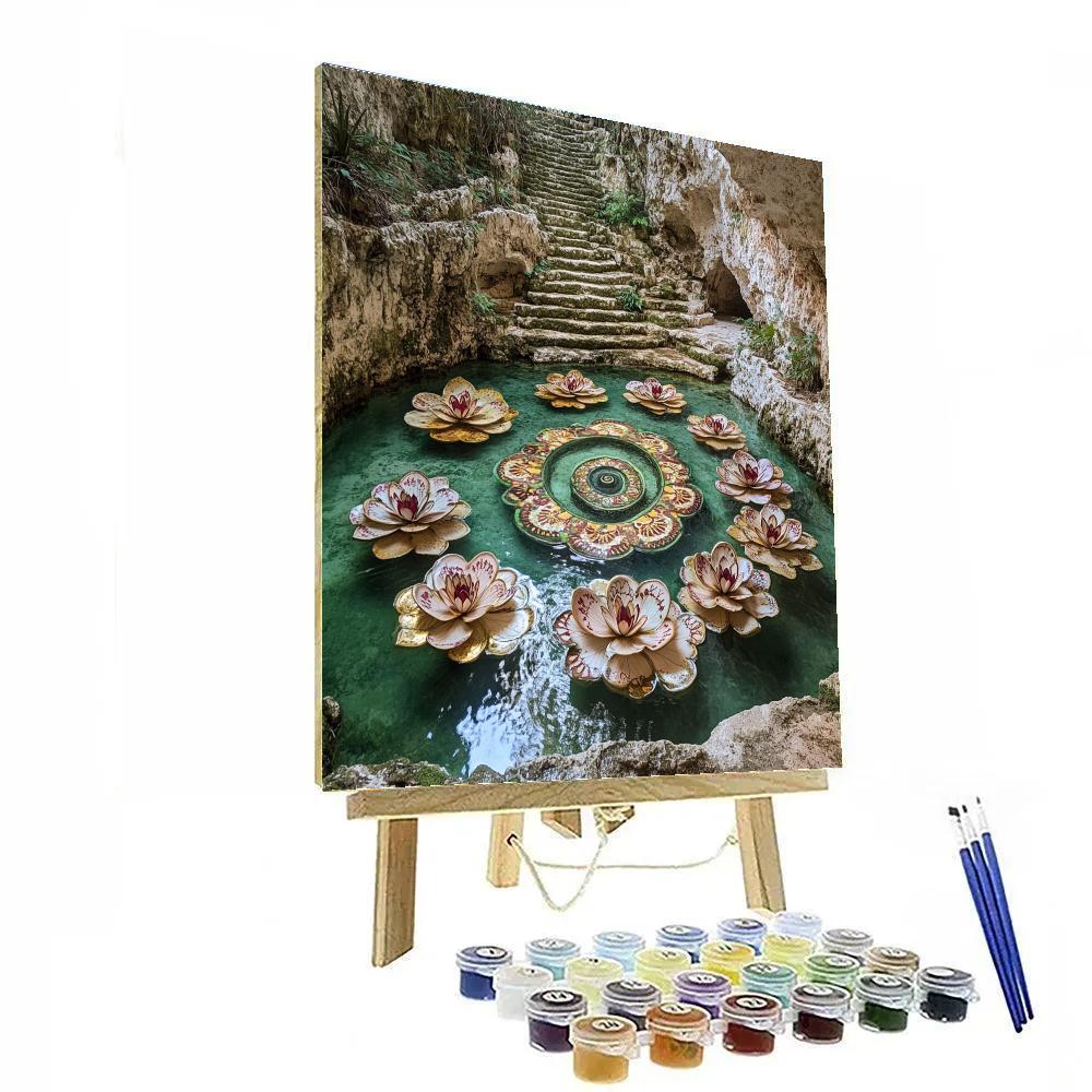 Frida Kahlo Inspired Jade Cenote Lotus Spiral Numbered painting kits