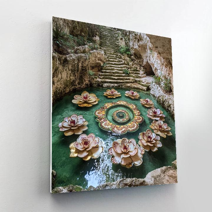 Frida Kahlo Inspired Jade Cenote Lotus Spiral Numbered painting kits