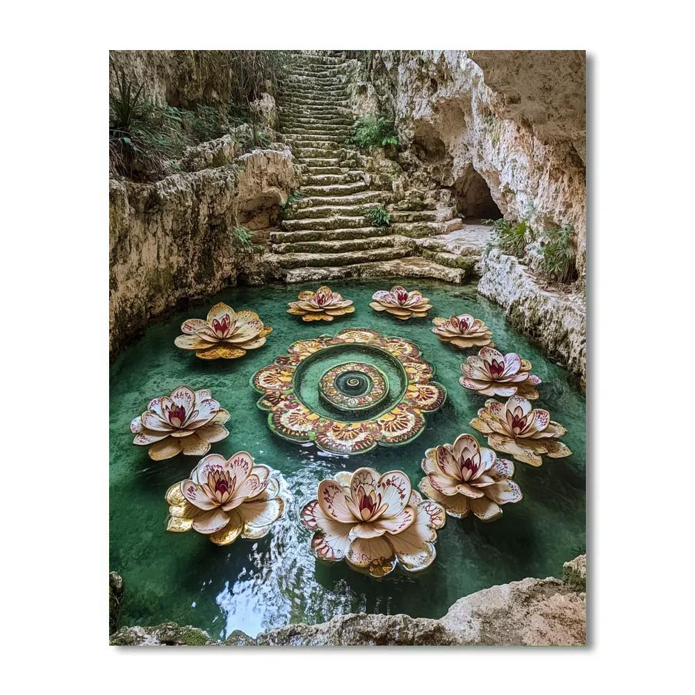 Frida Kahlo Inspired Jade Cenote Lotus Spiral Numbered painting kits