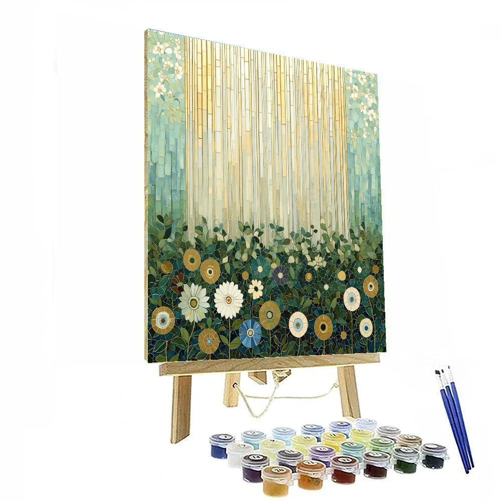 Gustav Klimt Inspired Ornamental Waterfall Veil Meadow Painting by numbers kit