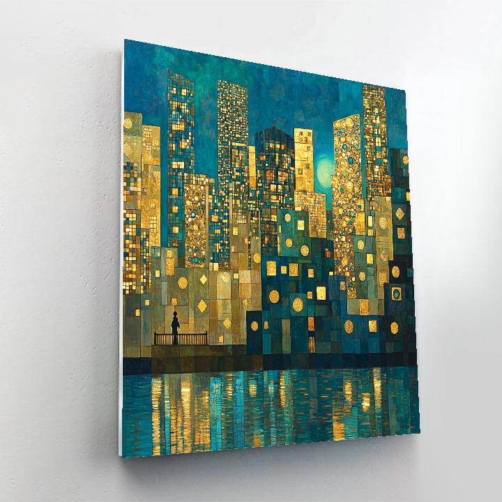 Gustav Klimt Inspired Golden City Skyline painting number kit