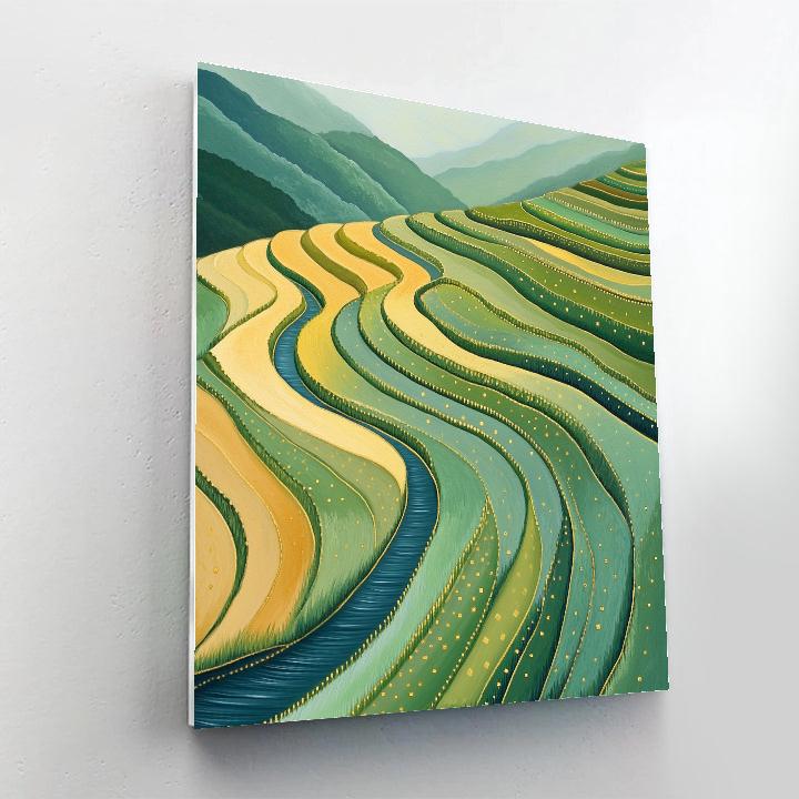 Gustav Klimt Inspired Golden Celestial Rice Terrace Painting by numbers kit