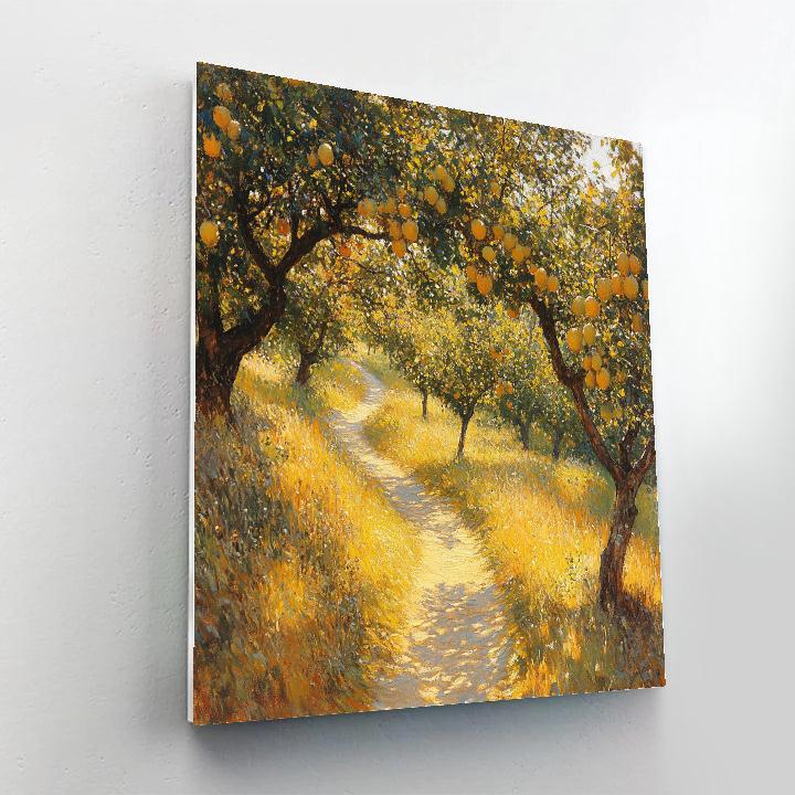 Claude Monet Inspired Orchard Path In Golden Afternoon paint by color