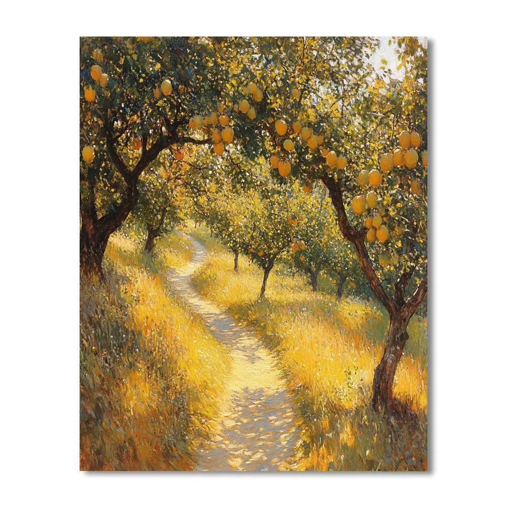 Claude Monet Inspired Orchard Path In Golden Afternoon paint by color