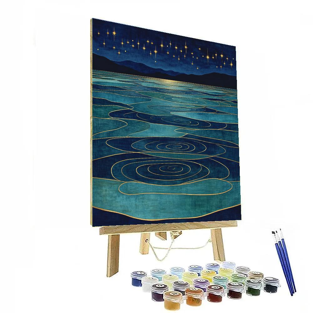 Gustav Klimt Inspired Ornamental Star Ripple Lake Surface Paint by numbers kits