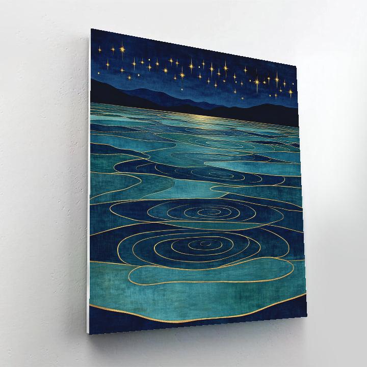 Gustav Klimt Inspired Ornamental Star Ripple Lake Surface Paint by numbers kits