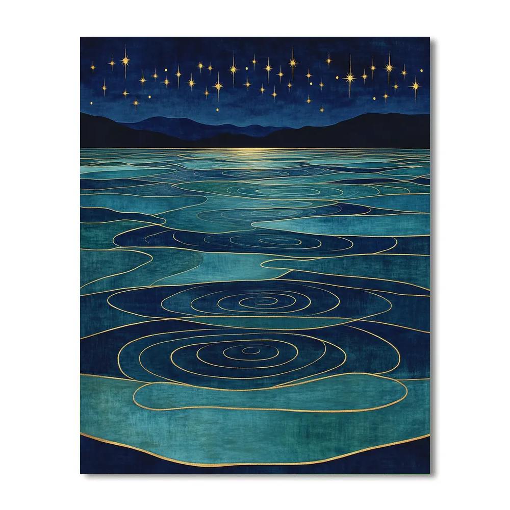 Gustav Klimt Inspired Ornamental Star Ripple Lake Surface Paint by numbers kits