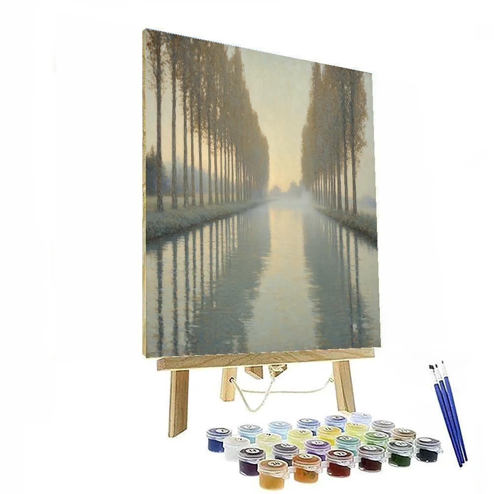 Claude Monet Inspired Misty River With Bare Poplars Number painting