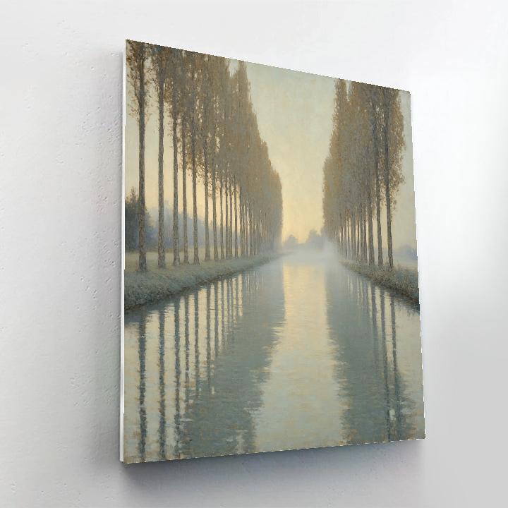 Claude Monet Inspired Misty River With Bare Poplars Number painting