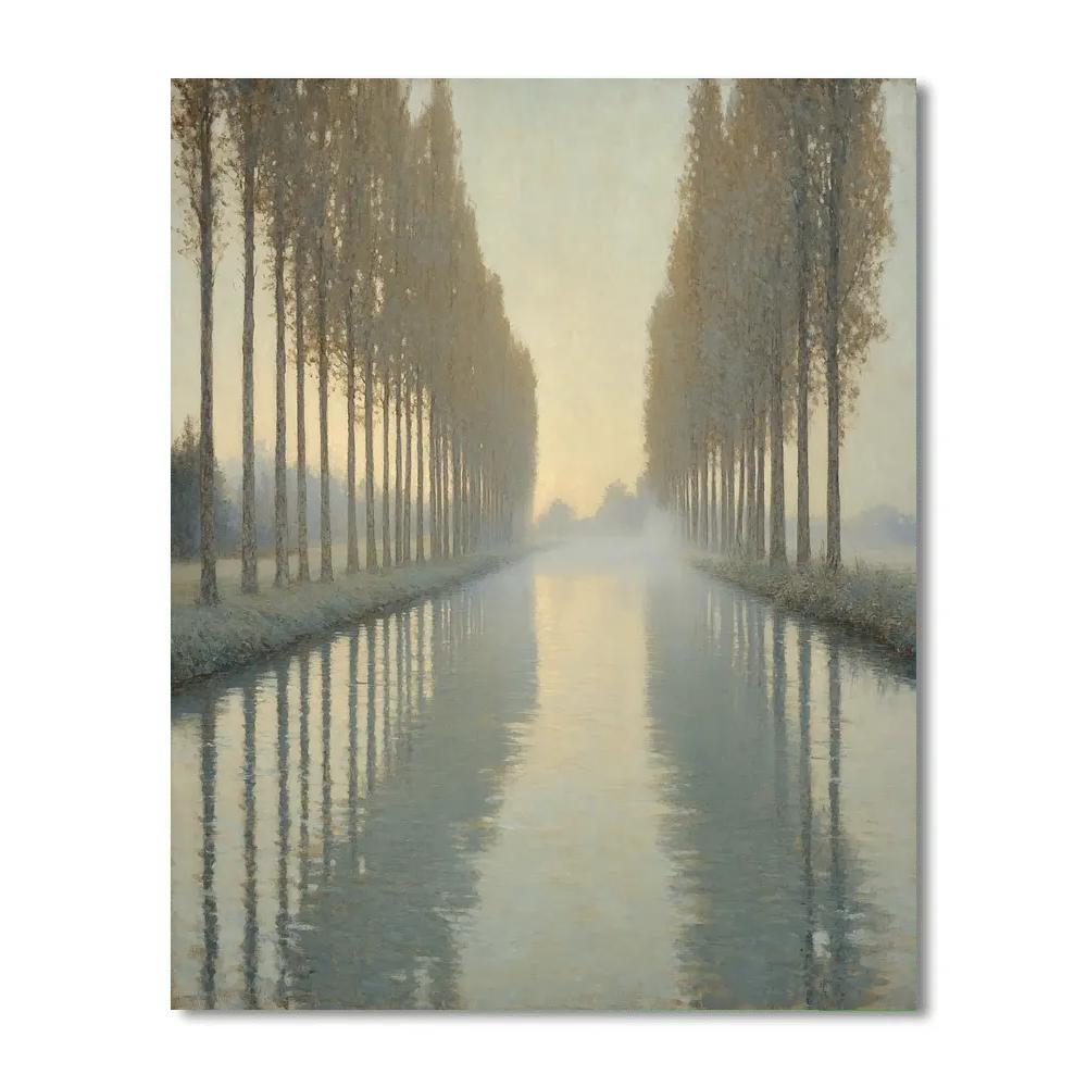 Claude Monet Inspired Misty River With Bare Poplars Number painting