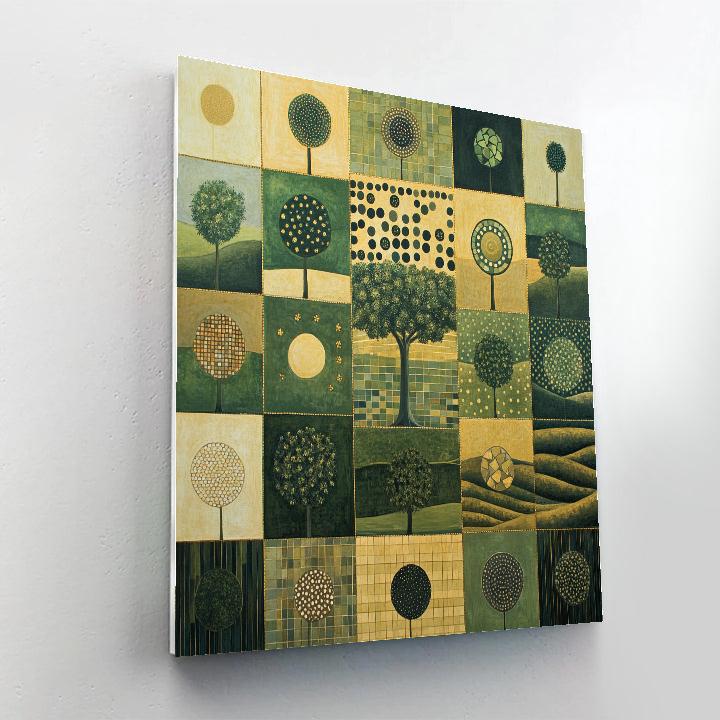 Gustav Klimt Inspired Golden Orchard Quilt Landscape DIY paint by numbers