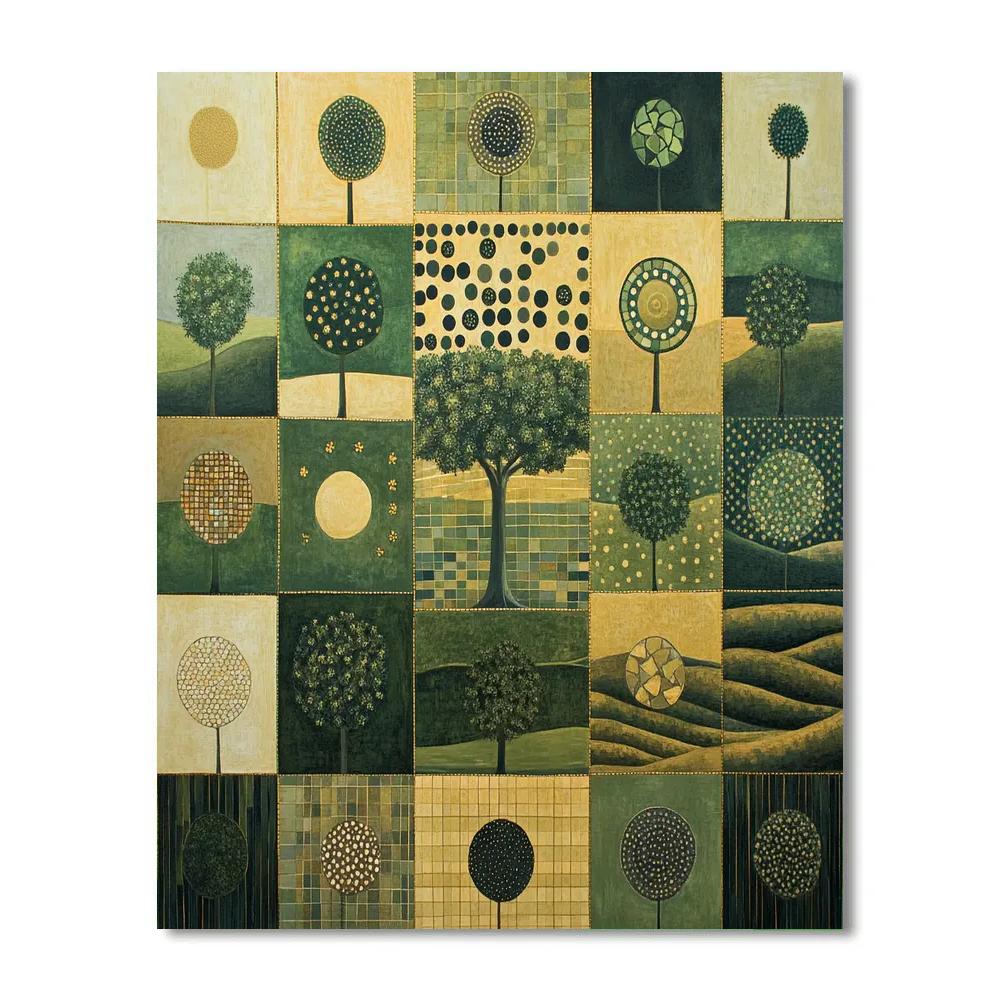 Gustav Klimt Inspired Golden Orchard Quilt Landscape DIY paint by numbers