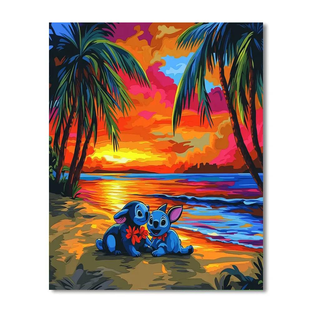 Lilo And Stitch’s Island Sunset Disney Inspired paint by number