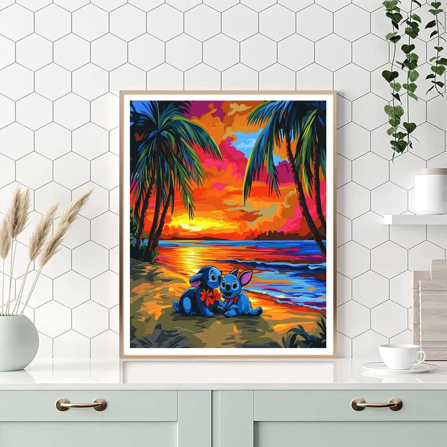 Lilo And Stitch’s Island Sunset Disney Inspired paint by number