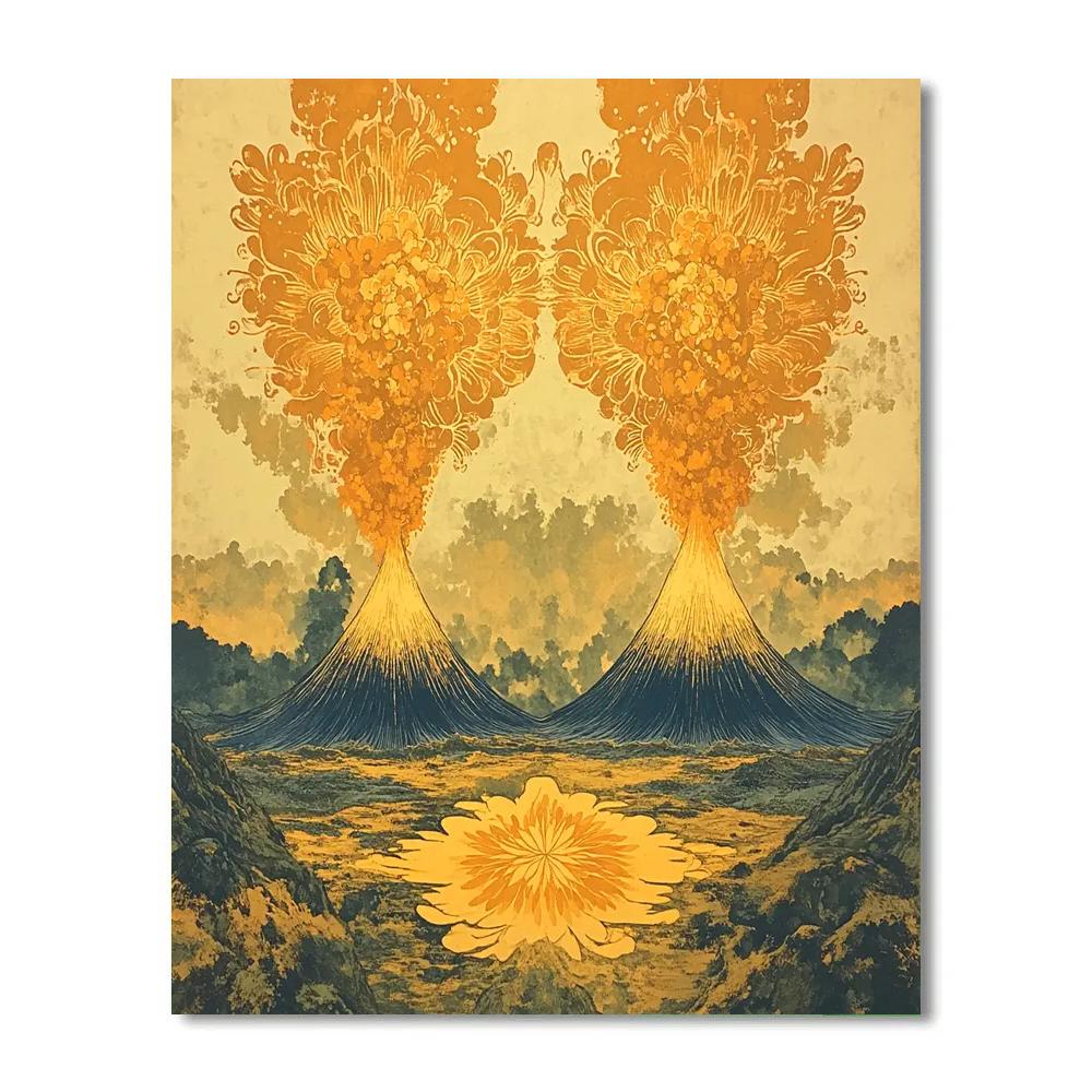 Frida Kahlo Inspired Volcano Mirror Of Marigold Smoke Paint by numbers kits