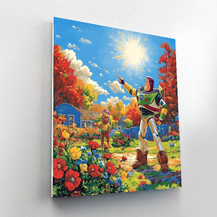 Buzz And Woody’s Backyard Space Mission Disney Inspired DIY paint by numbers