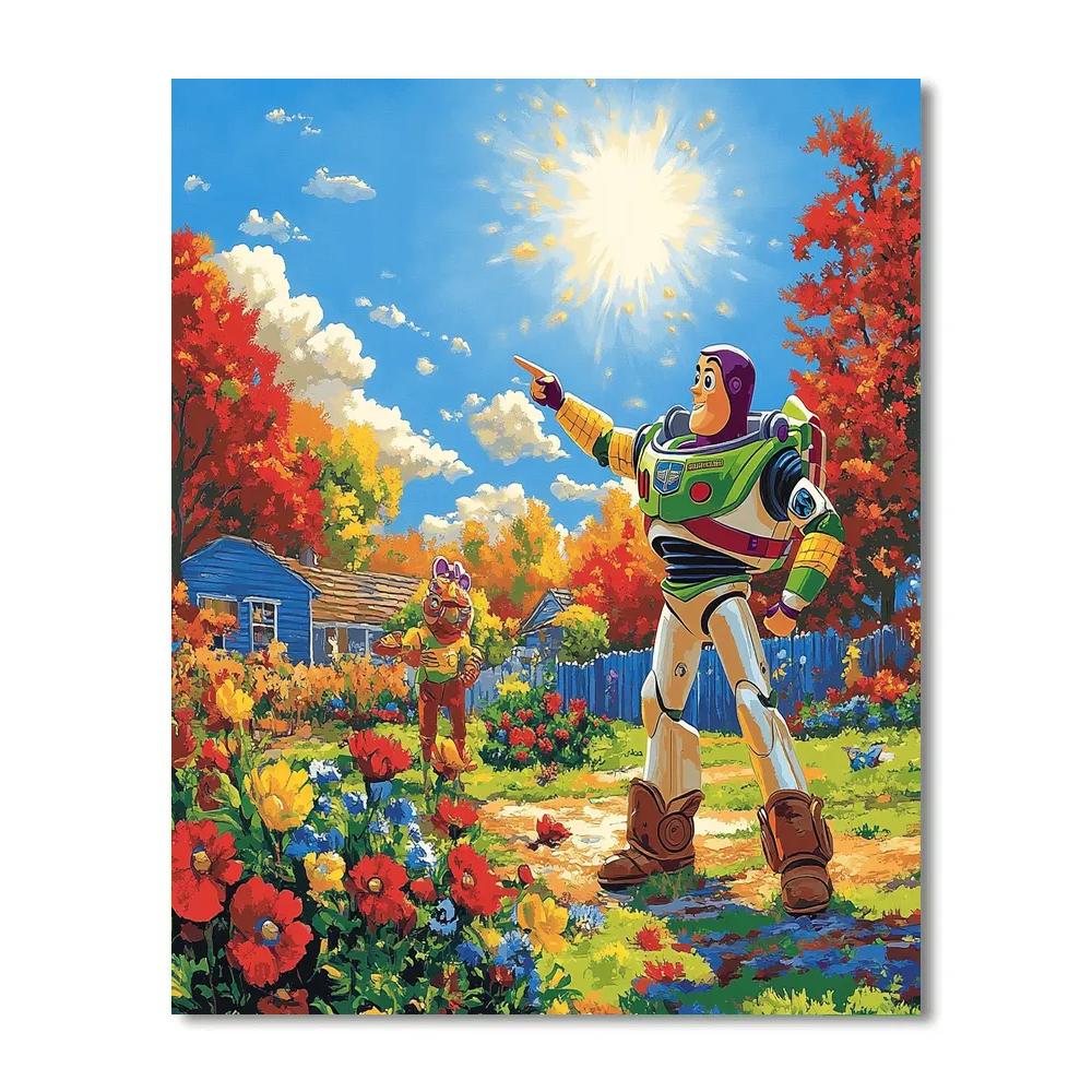 Buzz And Woody’s Backyard Space Mission Disney Inspired DIY paint by numbers