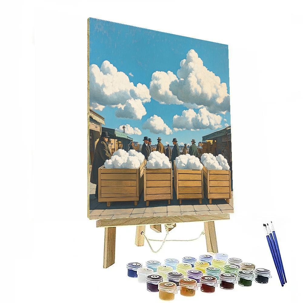 Rene Magritte Inspired Market Of Clouds Paint by numbers kits