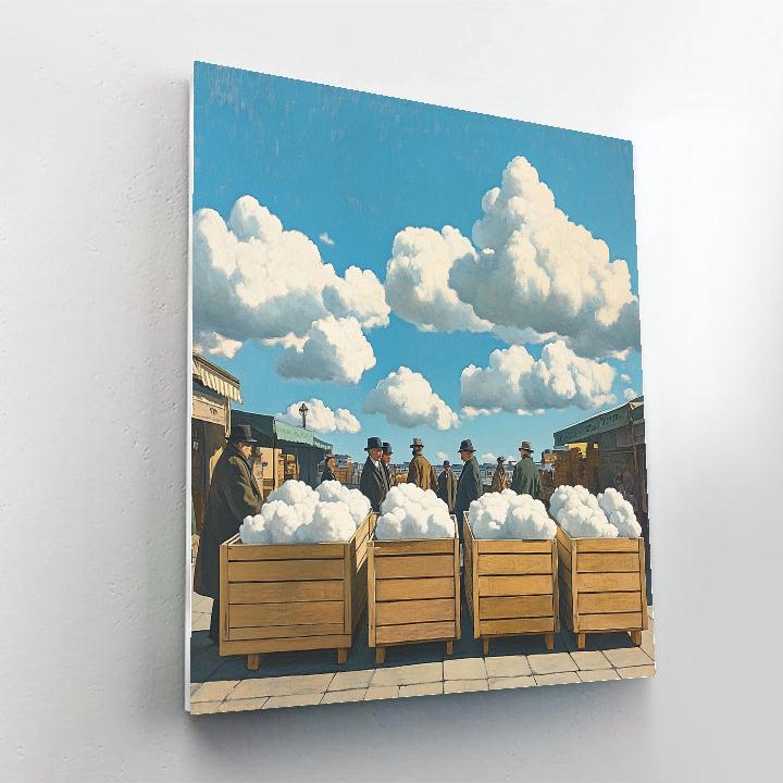 Rene Magritte Inspired Market Of Clouds Paint by numbers kits
