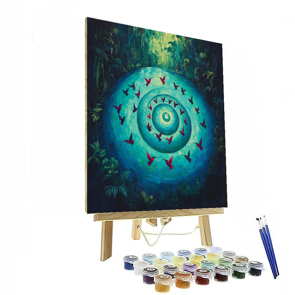 Frida Kahlo Inspired Hummingbird Spiral Lagoon paint by numbers