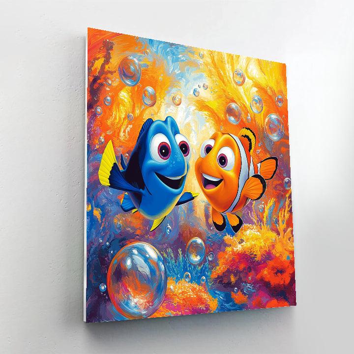 Dory And Nemo’s Ocean Bubble Race Disney Inspired Paint by numbers art