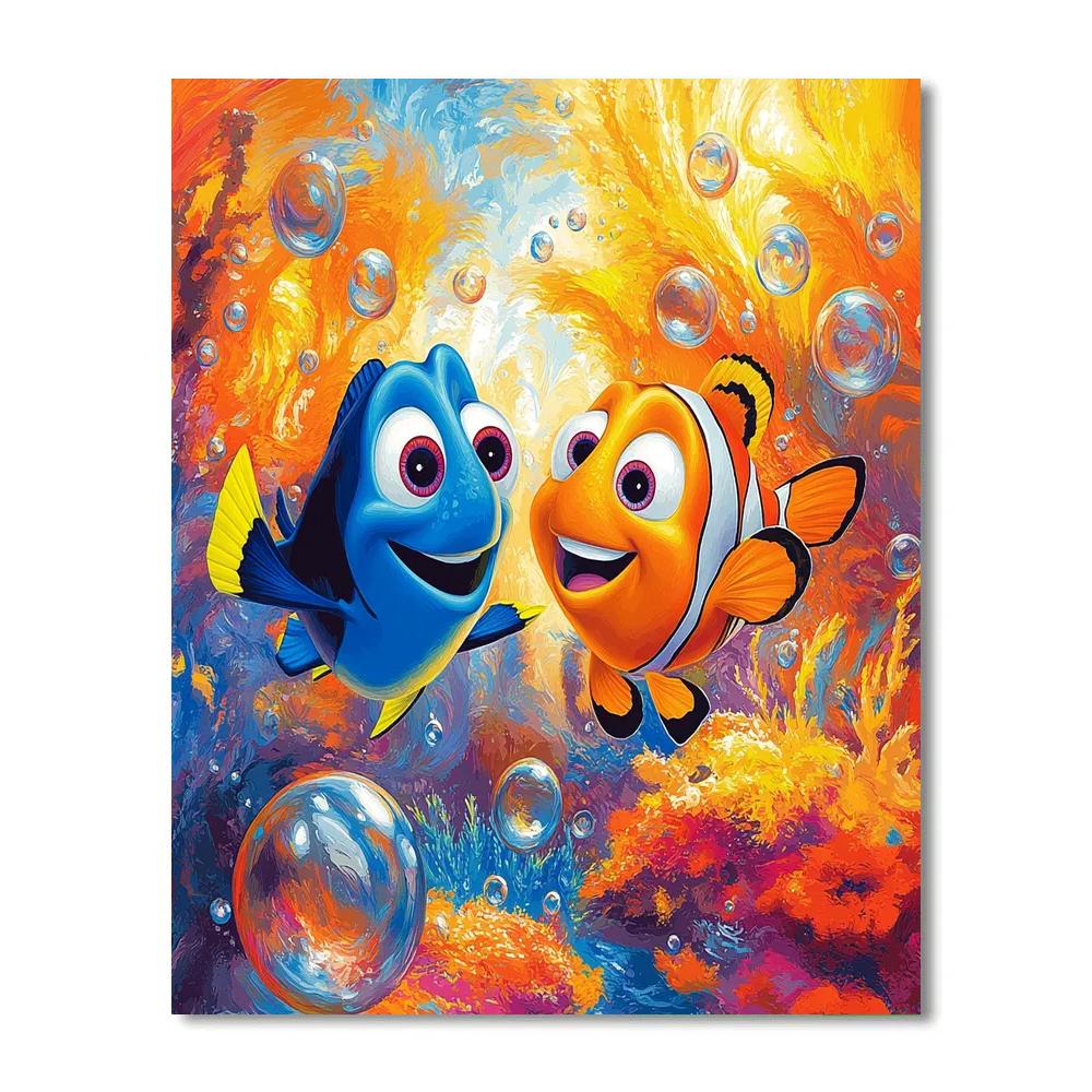 Dory And Nemo’s Ocean Bubble Race Disney Inspired Paint by numbers art