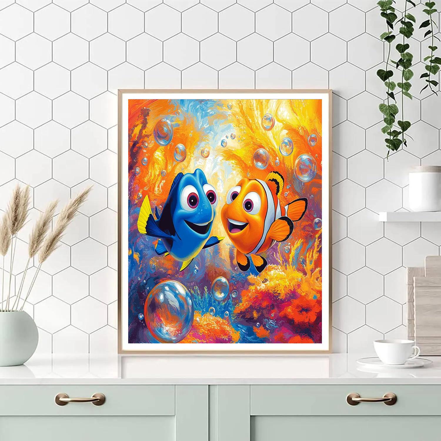 Dory And Nemo’s Ocean Bubble Race Disney Inspired Paint by numbers art