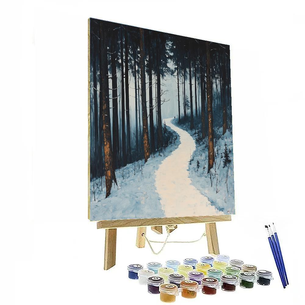 Caspar David Friedrich Inspired Winter Forest Path paint by number