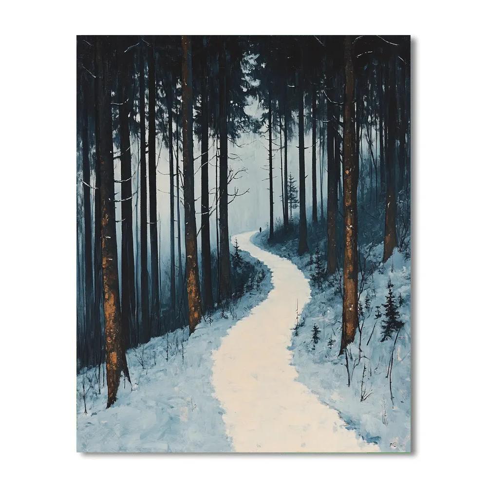 Caspar David Friedrich Inspired Winter Forest Path paint by number