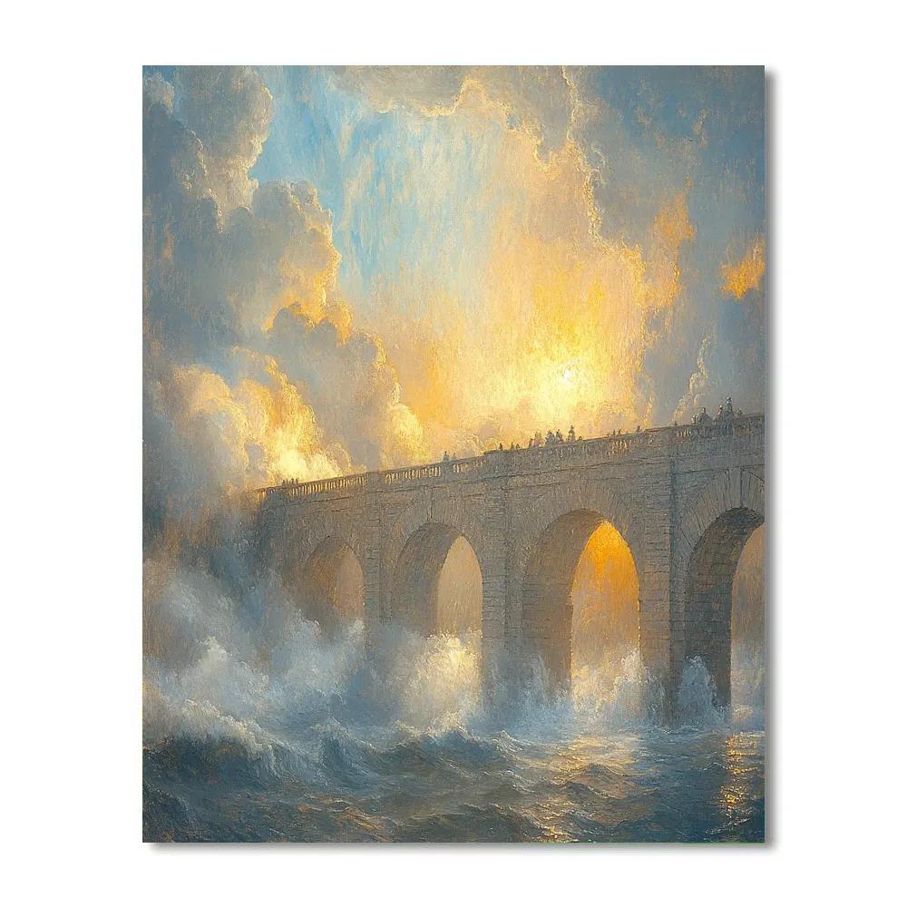 Turner Inspired Bridge In Tempest Number painting