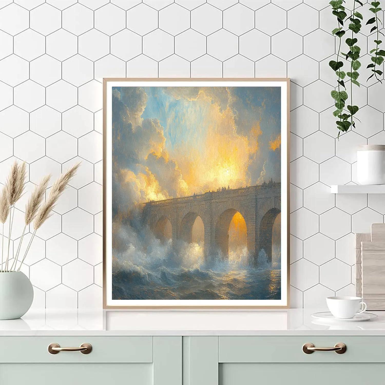 Turner Inspired Bridge In Tempest Number painting
