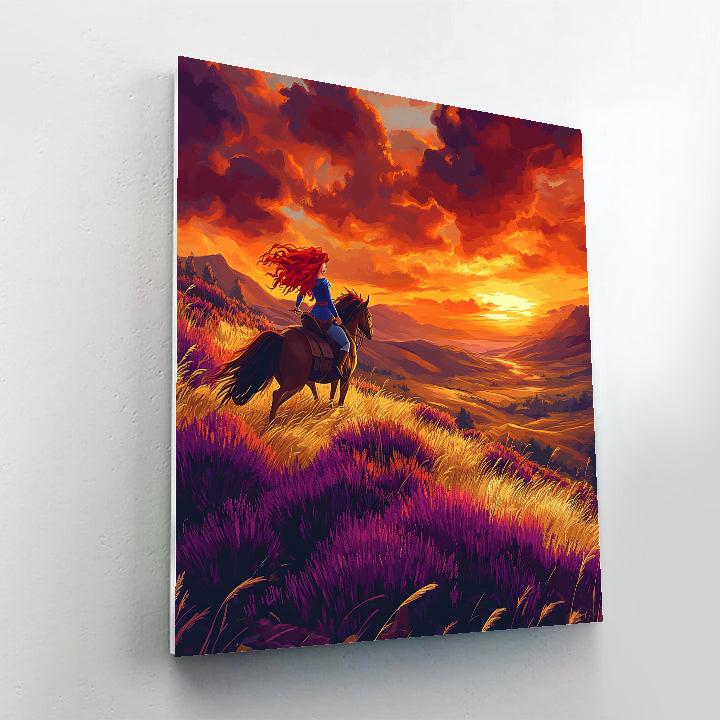 Merida’s Highland Sunset Ride Disney Inspired paint by number
