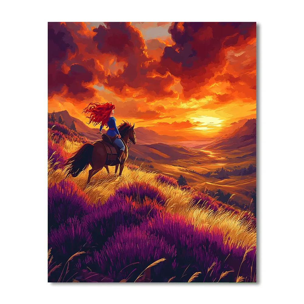 Merida’s Highland Sunset Ride Disney Inspired paint by number
