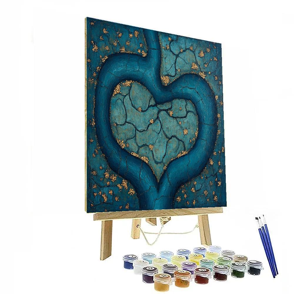 Frida Kahlo Inspired Indigo Heart River Delta paint by number
