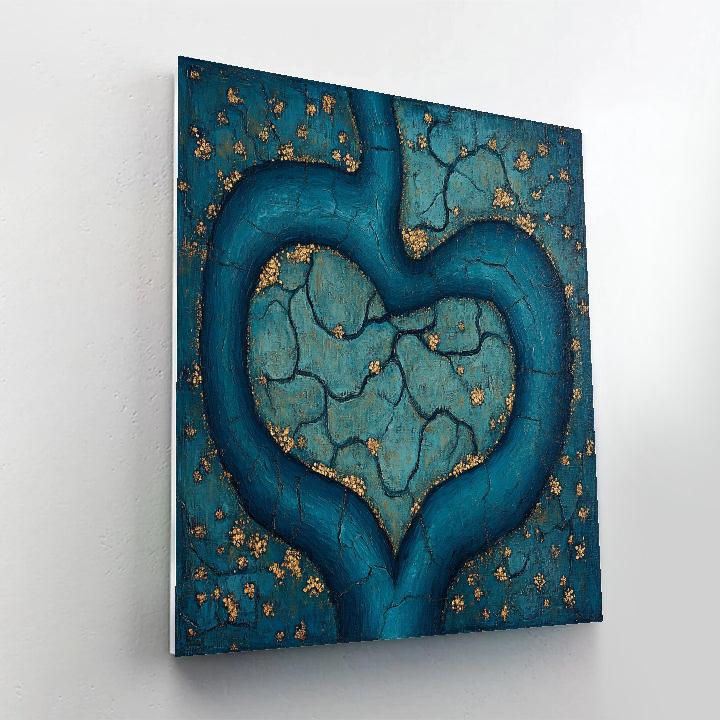 Frida Kahlo Inspired Indigo Heart River Delta paint by number