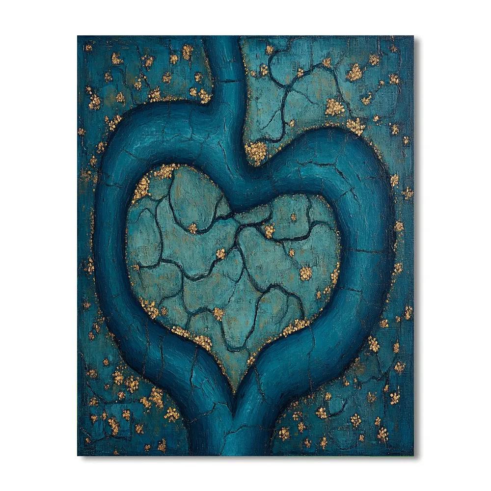Frida Kahlo Inspired Indigo Heart River Delta paint by number