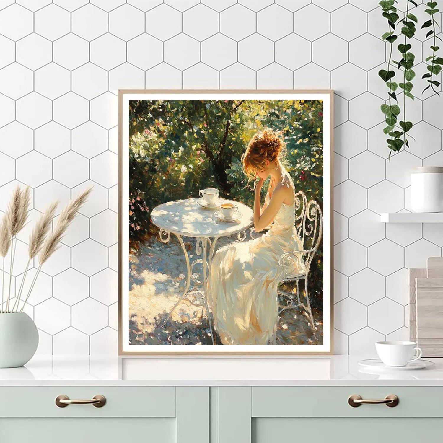 John Singer Sargent Inspired Garden Tea Portrait Numbered painting kits